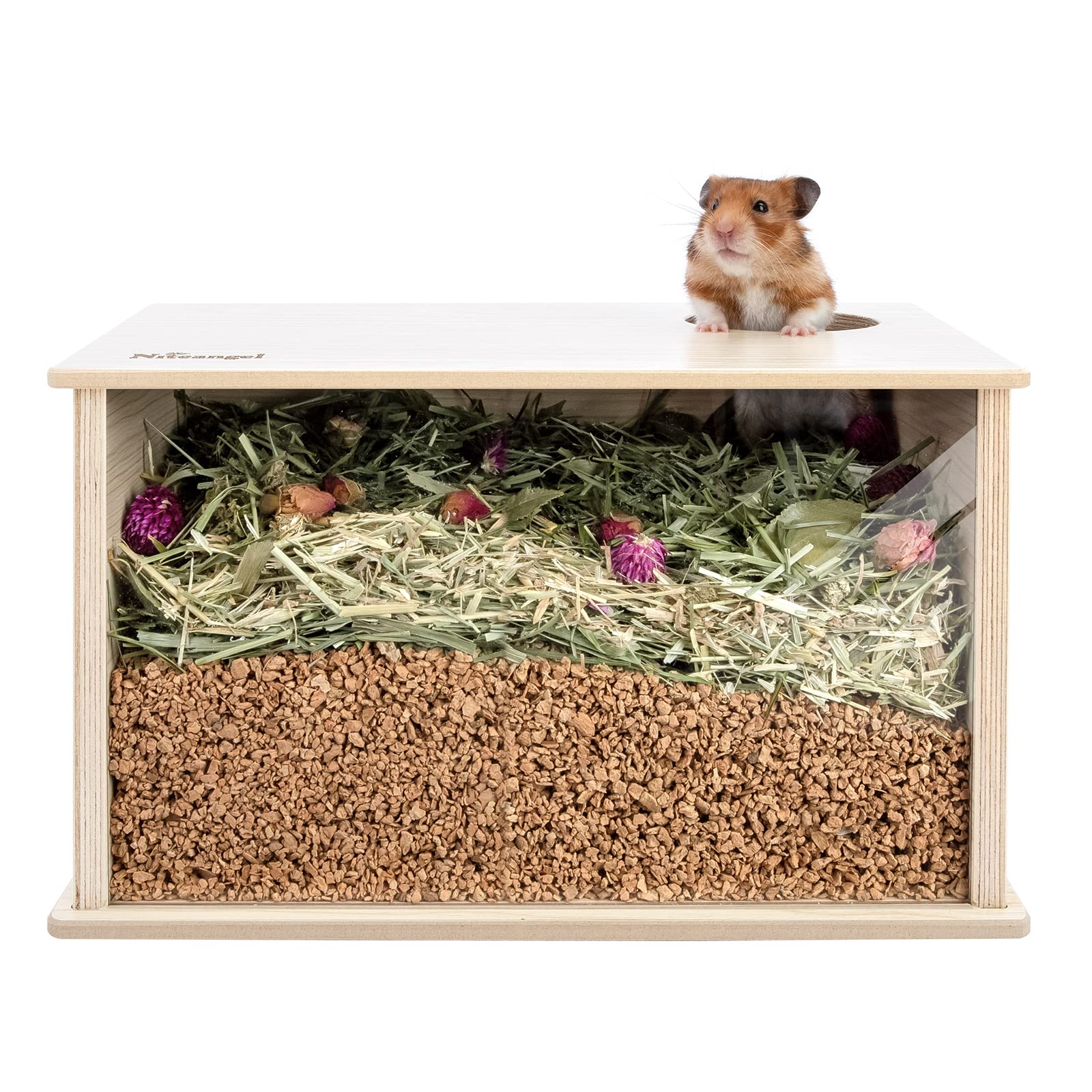 Photo 1 of Niteangel Visible Hamster Digging Box for Syrian Dwarf Roborovski Campbell Hamsters Gerbils Mice Lemmings Degus or Other Small-Sized Pets (Burlywood)