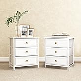 3 Drawers Night Stand Set 2,Bedside Table with Gold Handle,Drawers Removable Nightstands,Modern End Table for Bedroom,Steel F