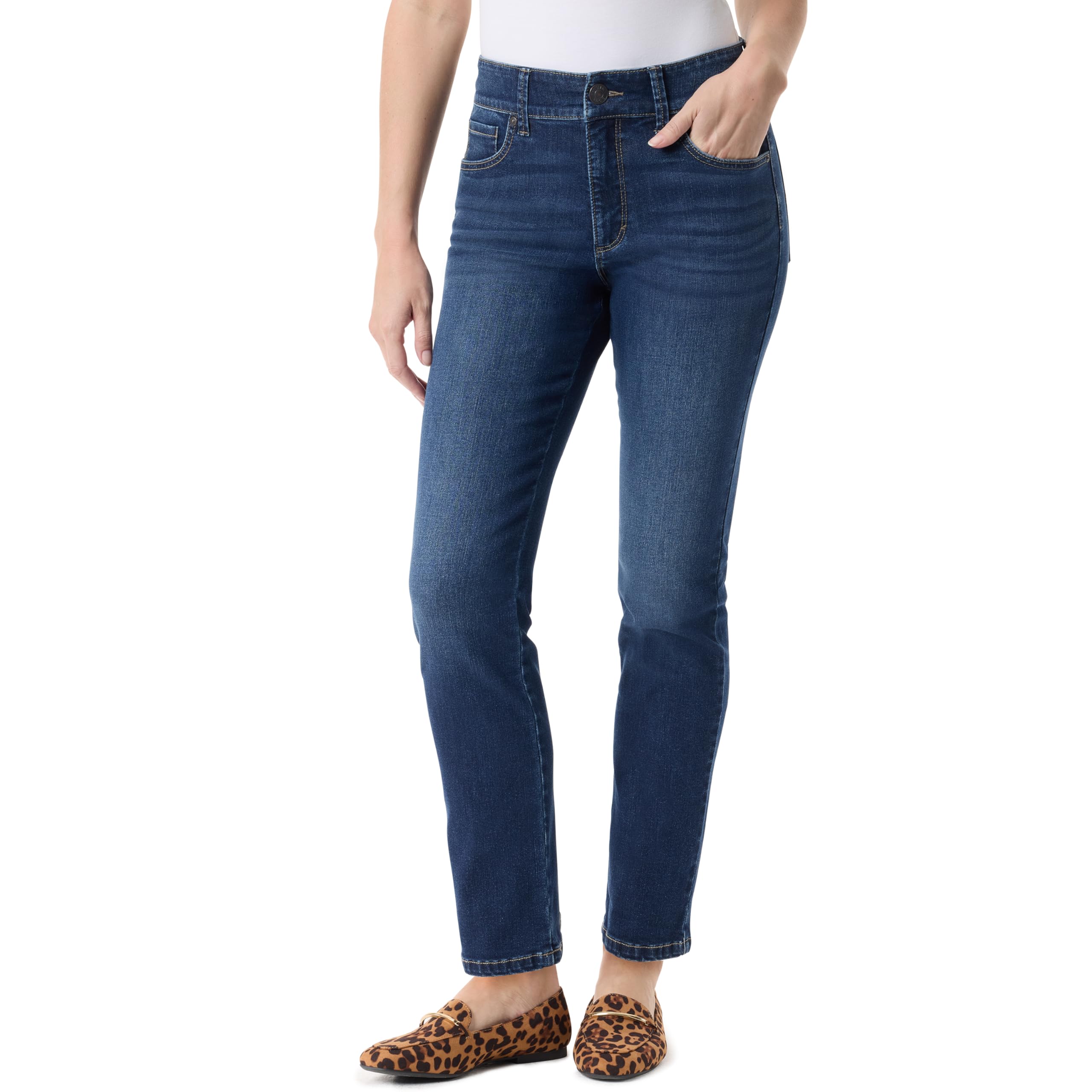 Gloria Vanderbilt Womens Tummy Sculpt Front Zip Straight Leg Jean Standard