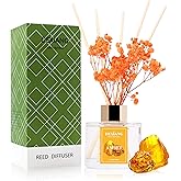 Reed Diffuser Set - 3.38 fl oz (100ml) Amber Home Fragrance Reed Diffuser for Bathroom Shelf Decor 6 Reed Stick