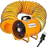 MOUNTO 12-Inch Heavy Duty Cylinder Axial Fan with 25-Foot Vinyl Hose | High-Performance Portable Blower/Exhaust Fan | 2900 CFM Directional Airflow for Crawl Spaces, Attics, Basements