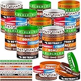 Lunmon 120 Pcs Football Silicone Bracelets Bulk Football Party Favors Sport Team Motivational Rubber Wristbands for Sport Birthday Party Favors Supplies