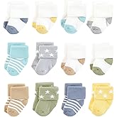 Hudson Baby Infant Boy Cotton Rich Newborn and Terry Socks, Boy Asst Stars, 0-6 Months