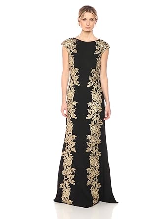 Tadashi Shoji Women's Gold Lace Gown at Amazon Womenâs Clothing store: