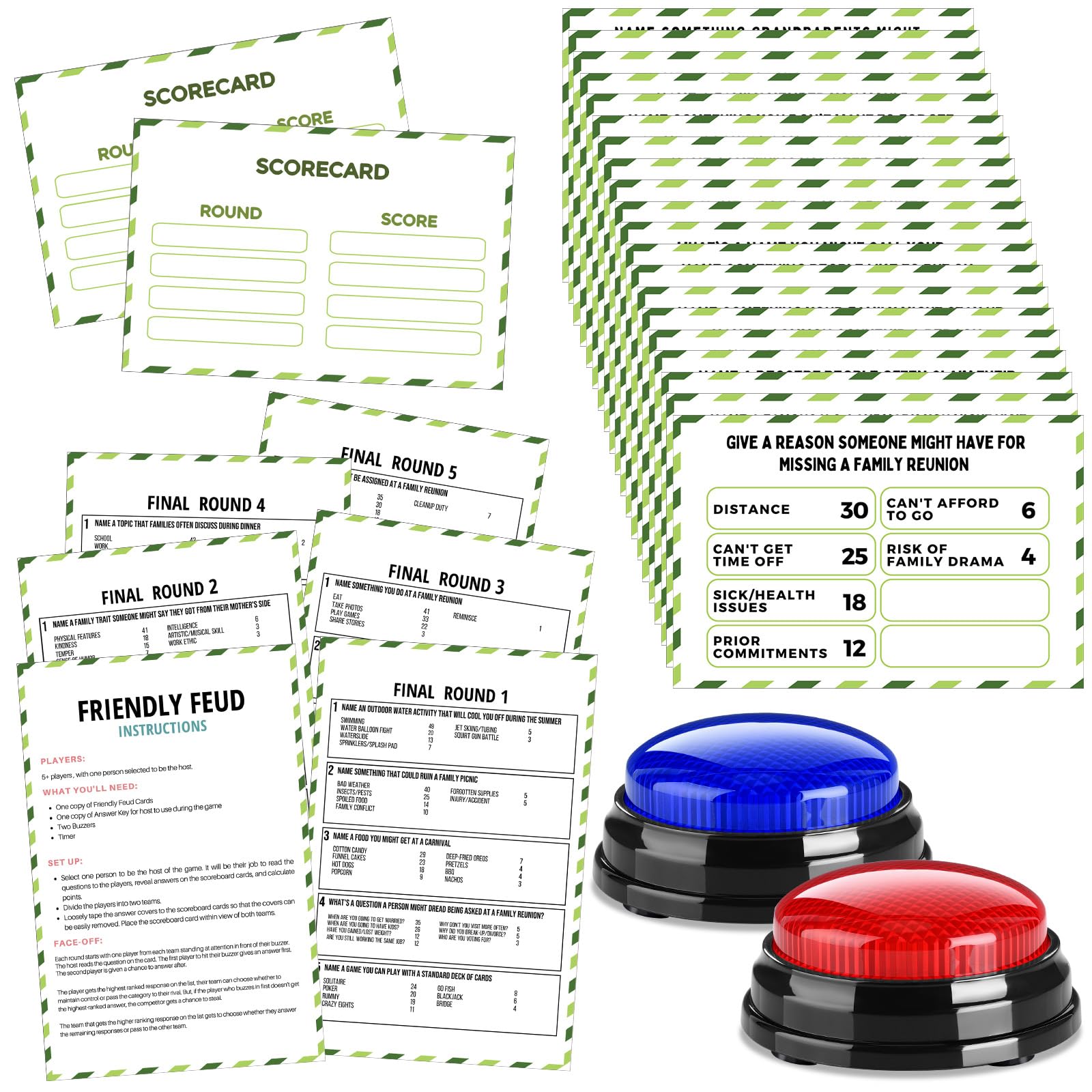 Photo 1 of Humyoun Family Reunion Friendly Feud Game with 2 Answer Buzzers, Feud Cards for Game Night Fun Trivia Quiz for Party Groups Team Building(Colorful, Family)