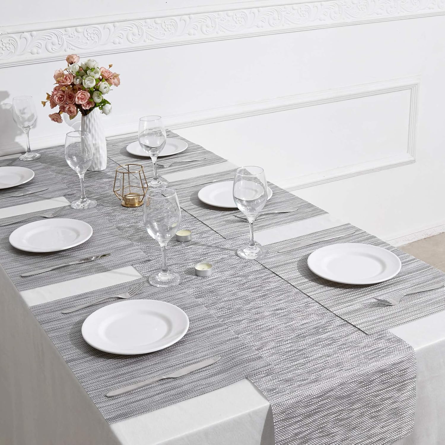 DOLOPL Table Runner Grey Table Runners Outdoor Table Runner 12"×72" Non-Slip Heat Resistant Easy to Clean Modern Farmhouse Kitchen Table Runner for Patios Family Dinner Office Kitchen Table: Home & Kitchen