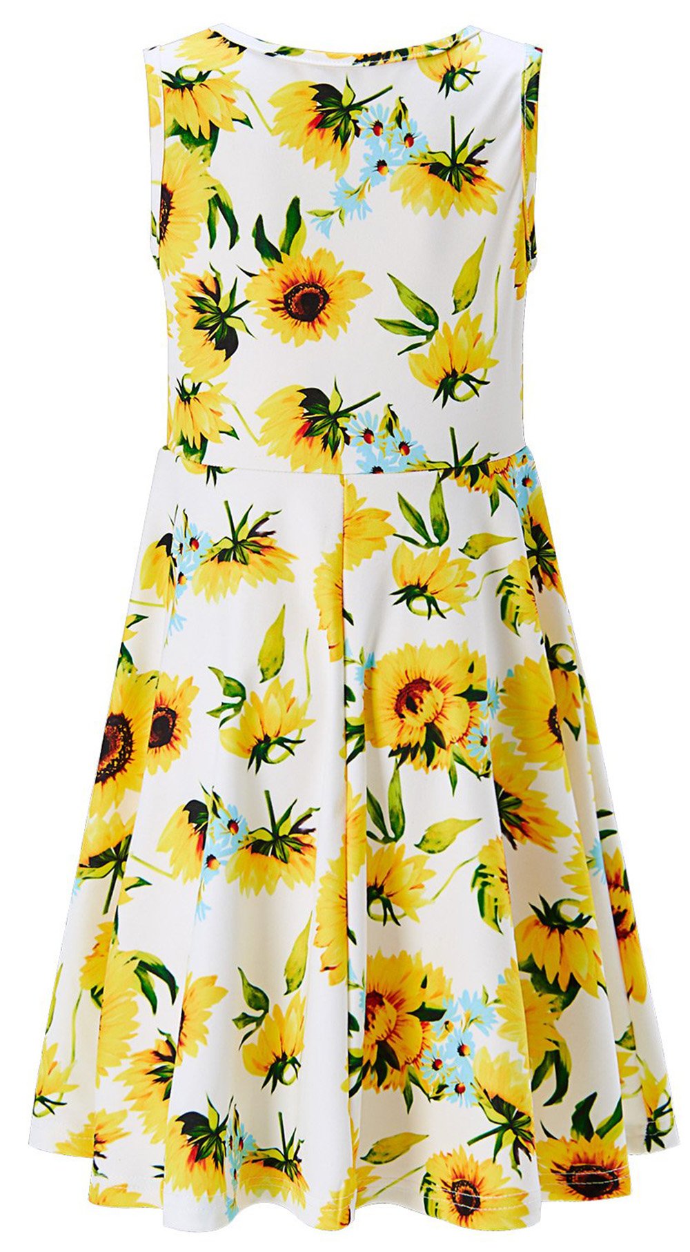 Leapparel Girl\'s White Yellow Sun Flower Sleeveless Cotton Casual Dress Girls 9T L