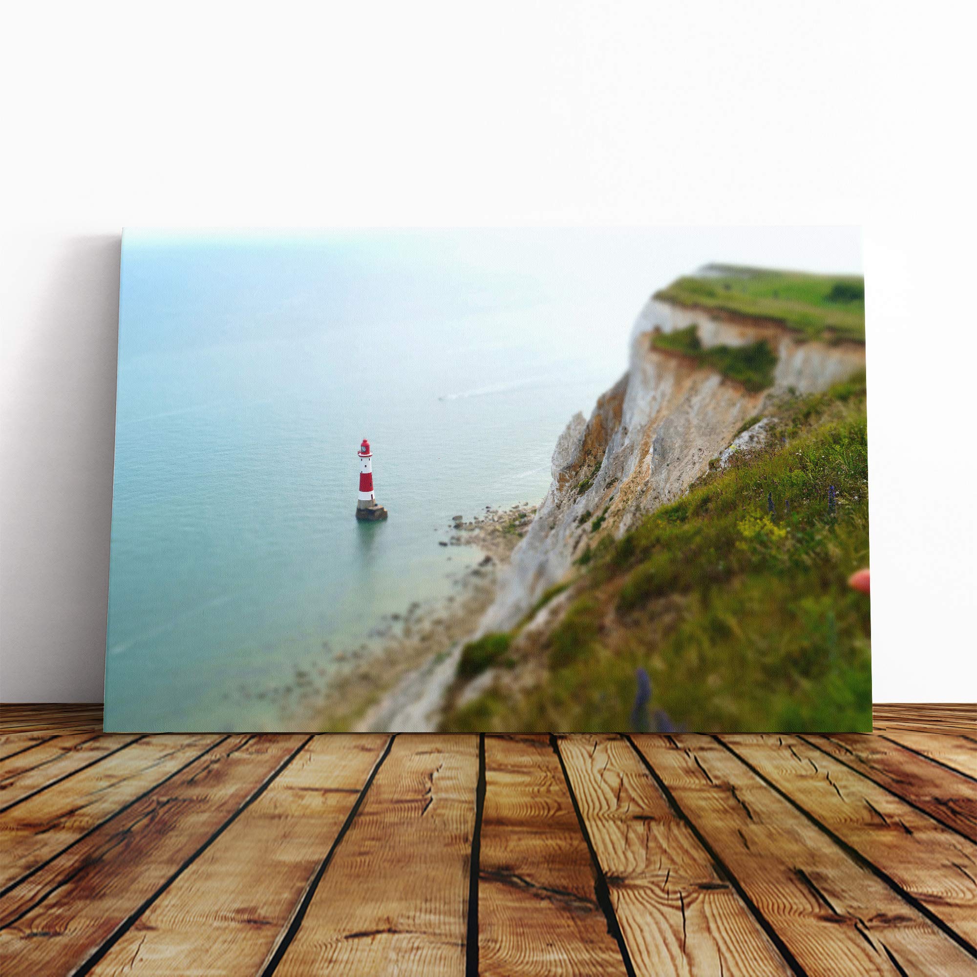 Seascape Lighthouse and Coast Canvas Print | Gallery Wrapped 30mm Frame Wall Art | 20x14 inches | Ready to Hang | Modern Seascape Picture | Living Room Bedroom Lounge Office