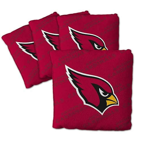 YouTheFan Officially-Licensed NFL Arizona Cardinals Set of 4 Cornhole Bags - All Weather Regulation 6” x 6” Size - 16oz Weight - Designed in USA
