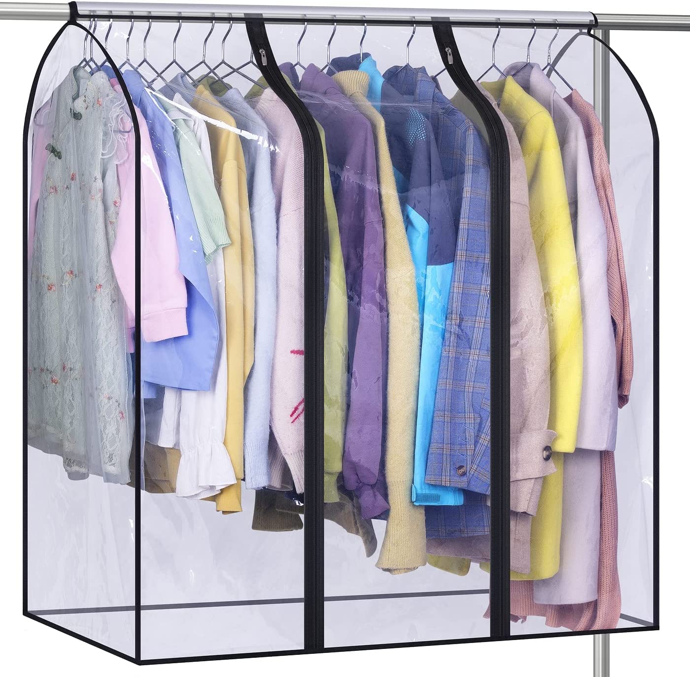 Photo 1 of MISSLO 40" Hanging Garment Bags for Closet Storage Clear Garment Rack Cover Bottom Enclosed Cloth Cover Hanging Clothes Storage Bag Waterproof Clothes Protector for Suits, Coats, Sweaters, Shirts