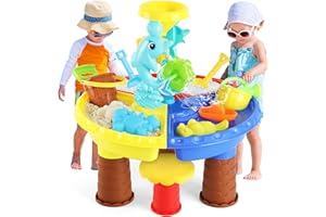 LUYE Kids Sand and Water Table, Outdoor Toddler Activity Table, 3 in 1 Sand Table with Accessories, Summer Toy Outside Water Play Toys Sand Sensory Table for Boys Girls Age 3 4 5 6 7 8+