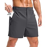 Pudolla Mens Hiking Shorts 5"/7"/9" Lightweight Quick Dry Casual Golf Shorts for Men Work Fishing with 3 Zipper Pockets