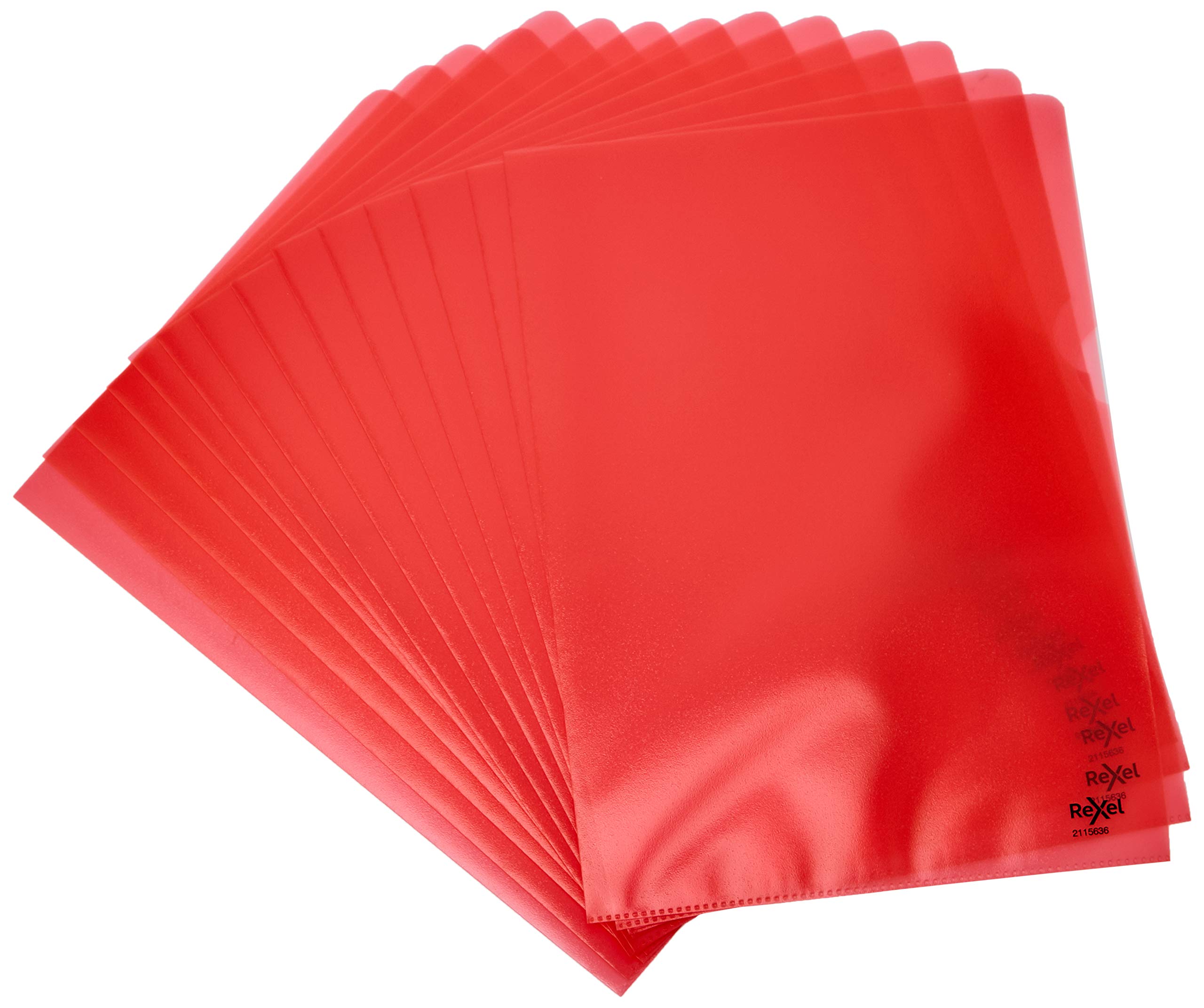 Rexel Quality A4 Document Folder, Red Embossed, 115mic, Cut Flush, Copy Safe, Pack of 100, 2115636