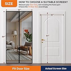 Magnetic Screen Door,Self Sealing Magnets, Easy