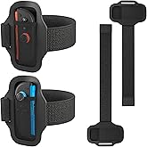 FUNDIARY Sports Leg Strap Compatible with Switch and Switch 2, Exercise Games Accessories Kit for Switch 2 Grip Controller with Adjustable Elastic Contraction Leg Band Fit for Kids and Adult - Black