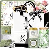 Awfrky Birthday Gifts for Women, Personalized Valentine's Day Gift for Women, Monogrammed Initial Gift for Her Teacher Wife Mom Friend Daughter Sister Girlfriend, Initial Tote Bag & Makeup bag (K)