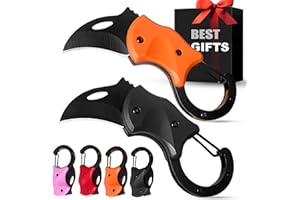 VIFUNCO 2 Pack Small Pocket Knife Gifts for Men, Birthday & Christmas Gift for Dad, EDC Folding Camping Knife Box Cutter Stocking Stuffers Gifts Idea for Boyfriend Husband Him Women (Black&Orange)