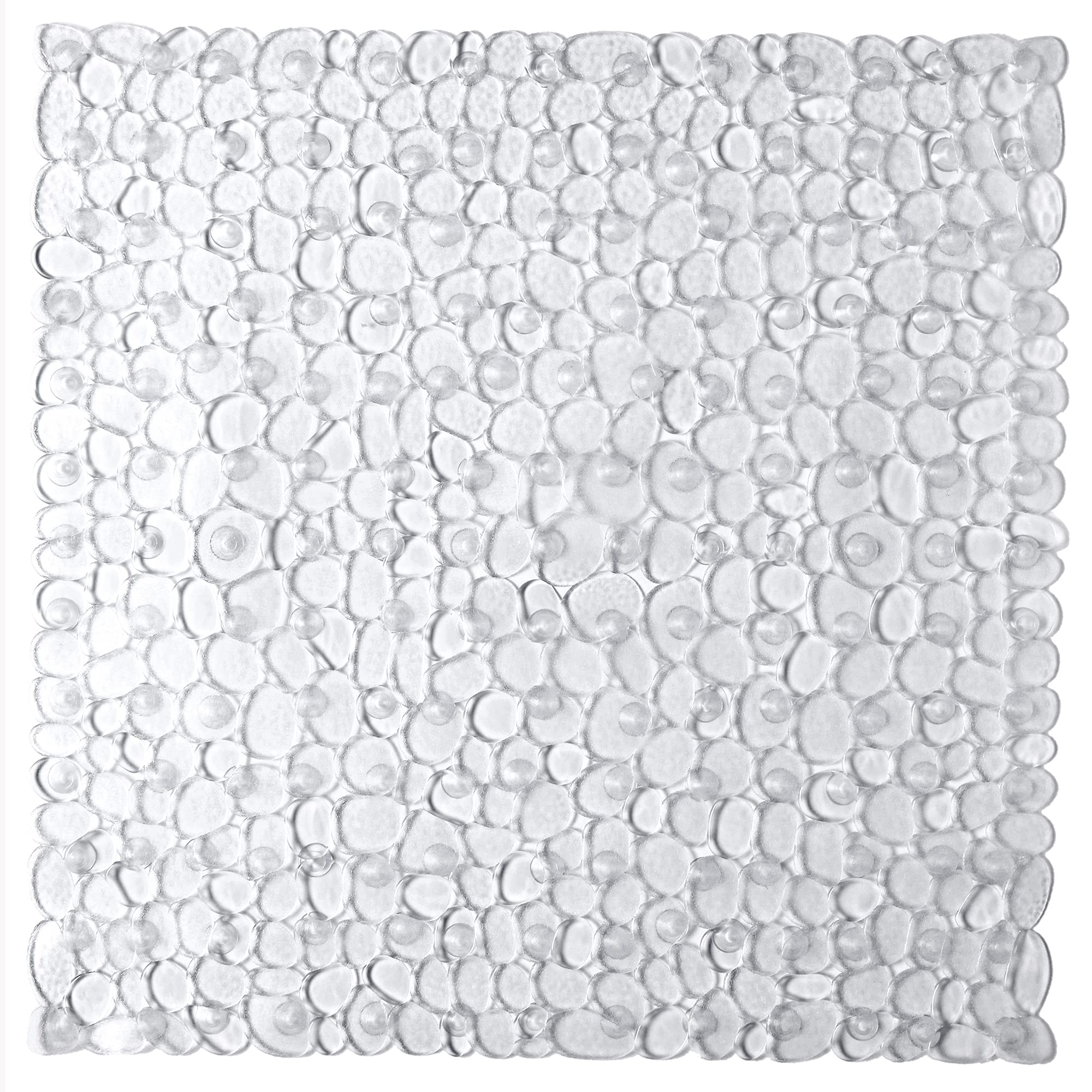 Bathsafe Anti-slip Square Pebbles Shower Mat Large Anti-Bacterial Safety Bath Mat Suction Mat for Shower or Tub,Non-slip Bathtub Mat,54x54CM,Clear