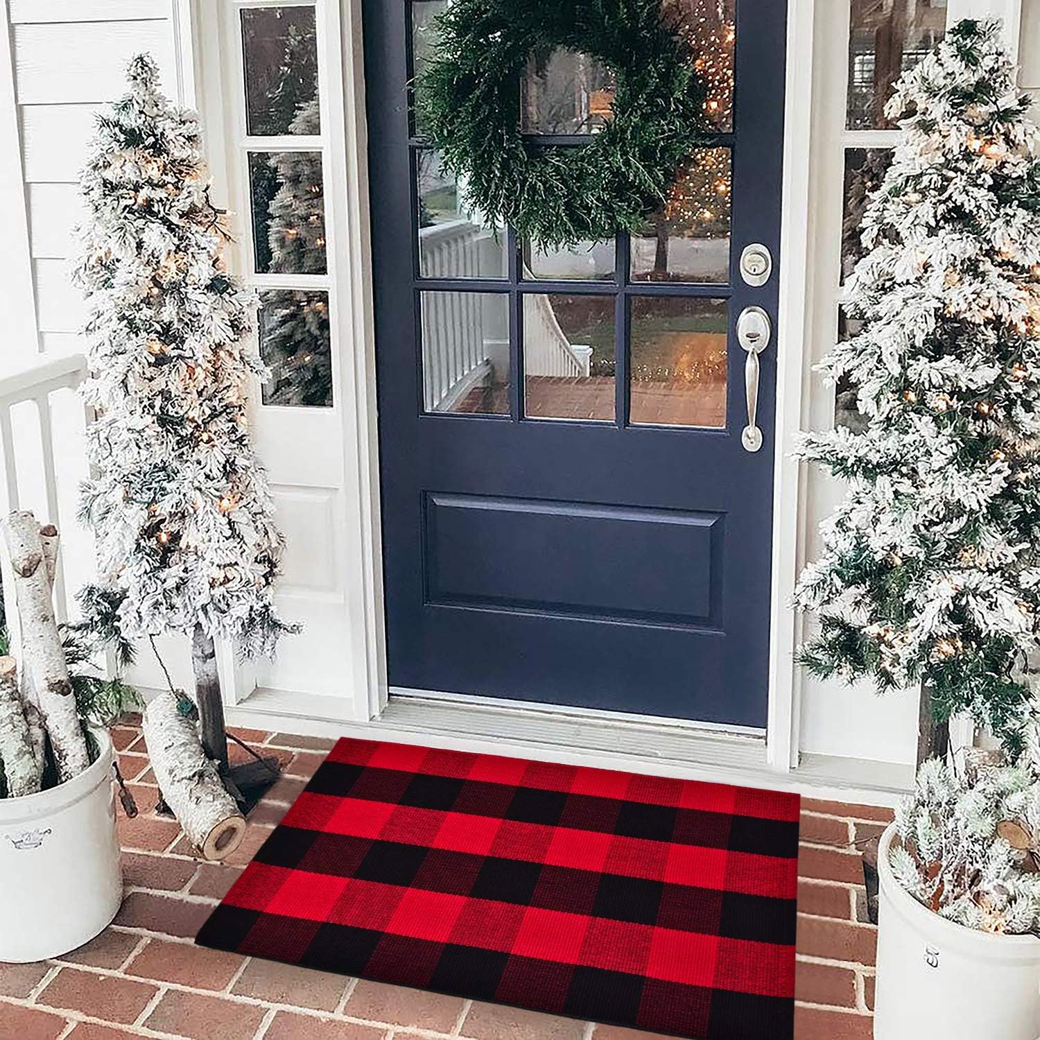 Rugs & Carpets Buffalo Checkered Rug Red and Black Plaid Rug HandWoven