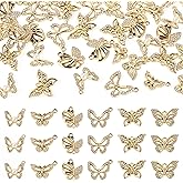 Boutigem 36Pcs 6 Styles Golden Alloy Rhinestone Butterfly Charms Hollow Butterfly Pendants Insect Animal Metal Dangle Charms for DIY Crafts Earring Bracelet Necklace Keychain Jewelry Making
