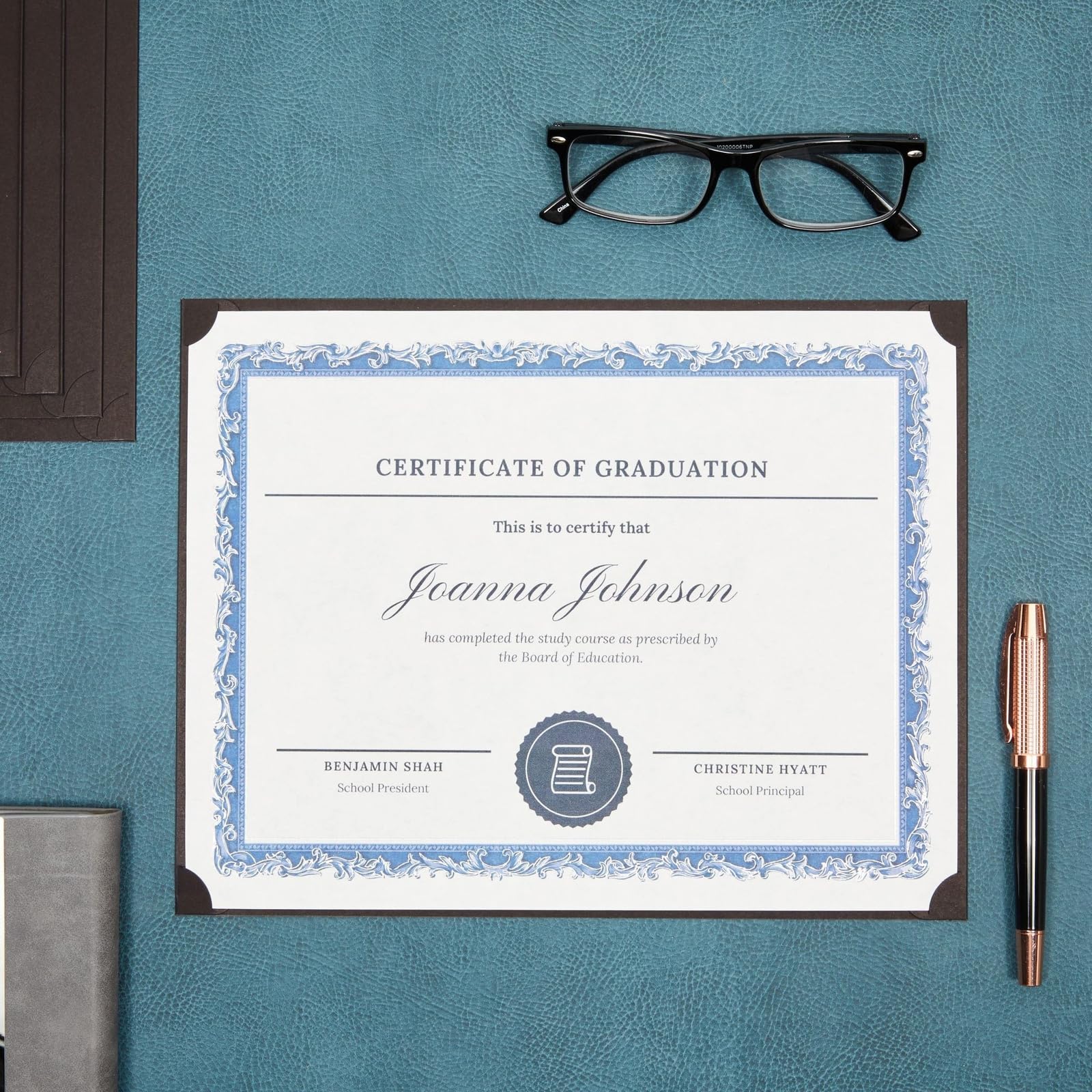 Award Certificate Covers 12-Pack Leather Graduation Certificate Holders  With Stands - Letter Size 8.5x11 Diploma Covers In Black Diploma Covers  With Stands, image size:1600x1600