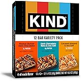 KIND Nut Bars, Variety Pack, Dark Chocolate Nuts & Sea Salt, Peanut Butter Dark Chocolate, and Caramel Almond Sea Salt, Glute