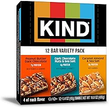 KIND Nut Bars, Variety Pack, Dark Chocolate Nuts &amp; Sea Salt, Peanut Butter Dark Chocolate, and Caramel Almond Sea Salt, Glute