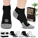 NOLUNT Diabetic Socks for Men,4 & 6 Pairs Low Cut Bamboo Viscose Wide Mens Diabetic Socks Size 9-11 10-13
