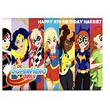 DC Super Hero Girls 7.5" Round personalised birthday cake topper ...