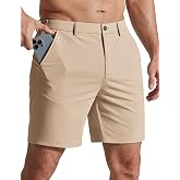 COOFANDY Men Casual Shorts 7" Stretch Quick Dry Golf Shorts with 4 Pockets | Flat Front, Back Elastic Waistband, Button Closure, Moisture Wicking, Comfy, Lightweight Shorts Dress for Hiking Work Running