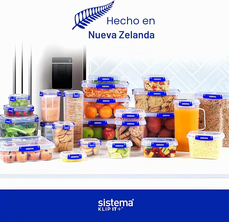 KLIP IT PLUS recipientes de almacenamiento de alimentos | 1 L | Juego de 4 recipientes herméticos | Sellado hermético | Clips de cierre fácil