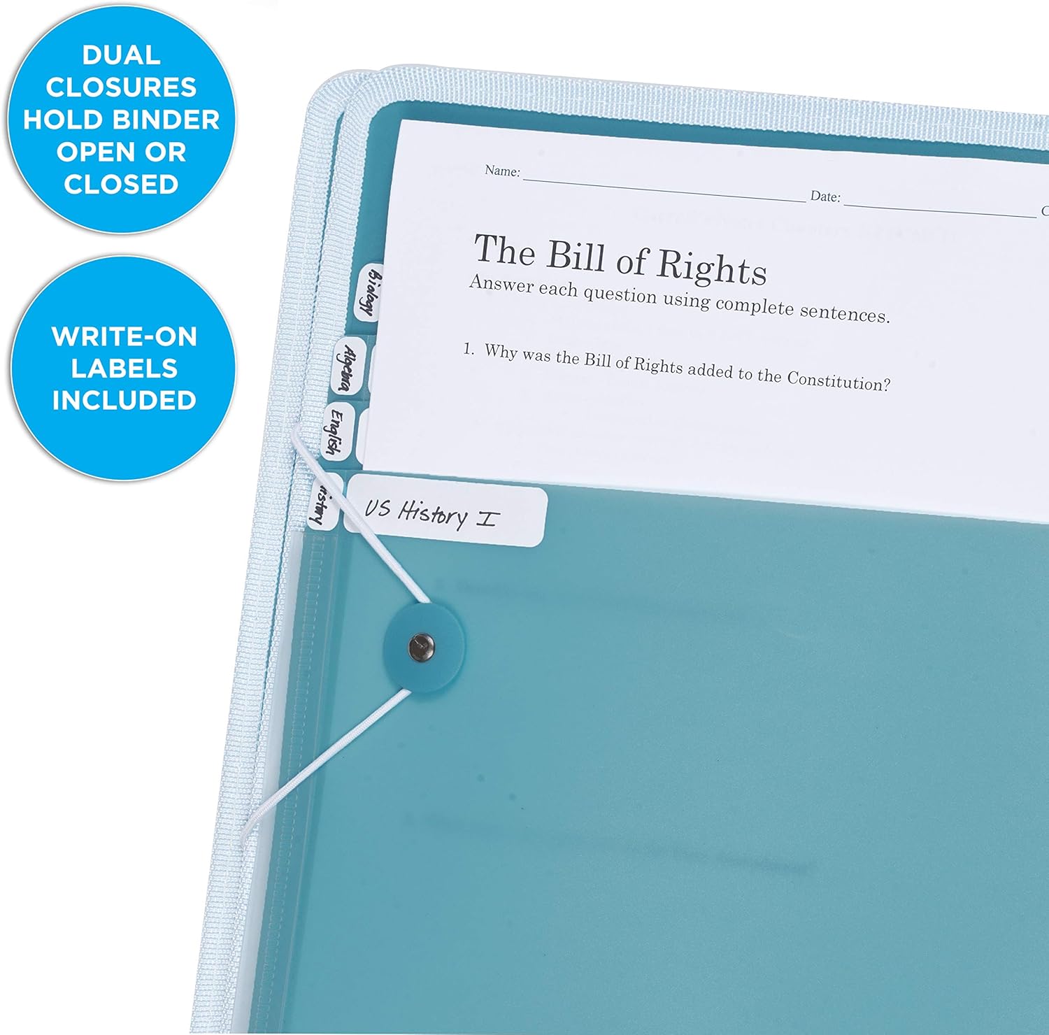 DocIt 4 Pocket Binder, Multi Pocket Folder and 1-inch 3 Ring Binder, Perfect for School, Office and Project Organization, Holds 300 Letter Size Papers, Blue (00939-BL) : Office Products