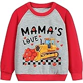 EULLA Boys Valentine Sweatshirts Kids Cotton Crewneck Pullover Shirt Truck Love Heart Graphic Print Holidays Tops 2-7 Years
