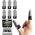 Improved Version-Visible Pure Silver Fiber&Carbon Fiber Professional Model Gaming Finger Sleeves,No Rubber Band,Maximum Touch Response,Comfortable fit, Anti-Sweat,Fit All Touchscreen Devices-6 Pack