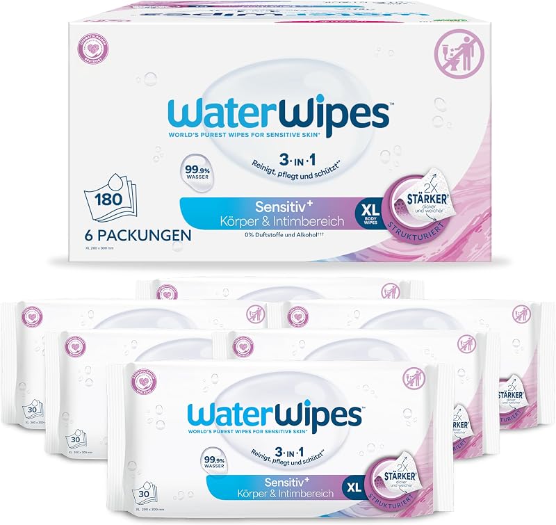 Sensitive+ Body & Intimate XL Wipes, 99,9% Wasser, parfümfrei