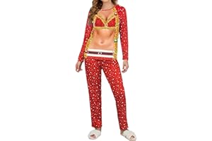 Meteorito Couple Ugly Christmas Pajamas Set Long Sleeve Pjs for Women Men Sleepwear Jammies Party