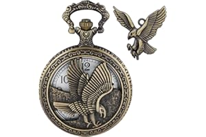 Tiong Eagle Gifts Pocket Watch with Chain Vintage Quartz Pocket Watch Gift for Father's Day Birthday