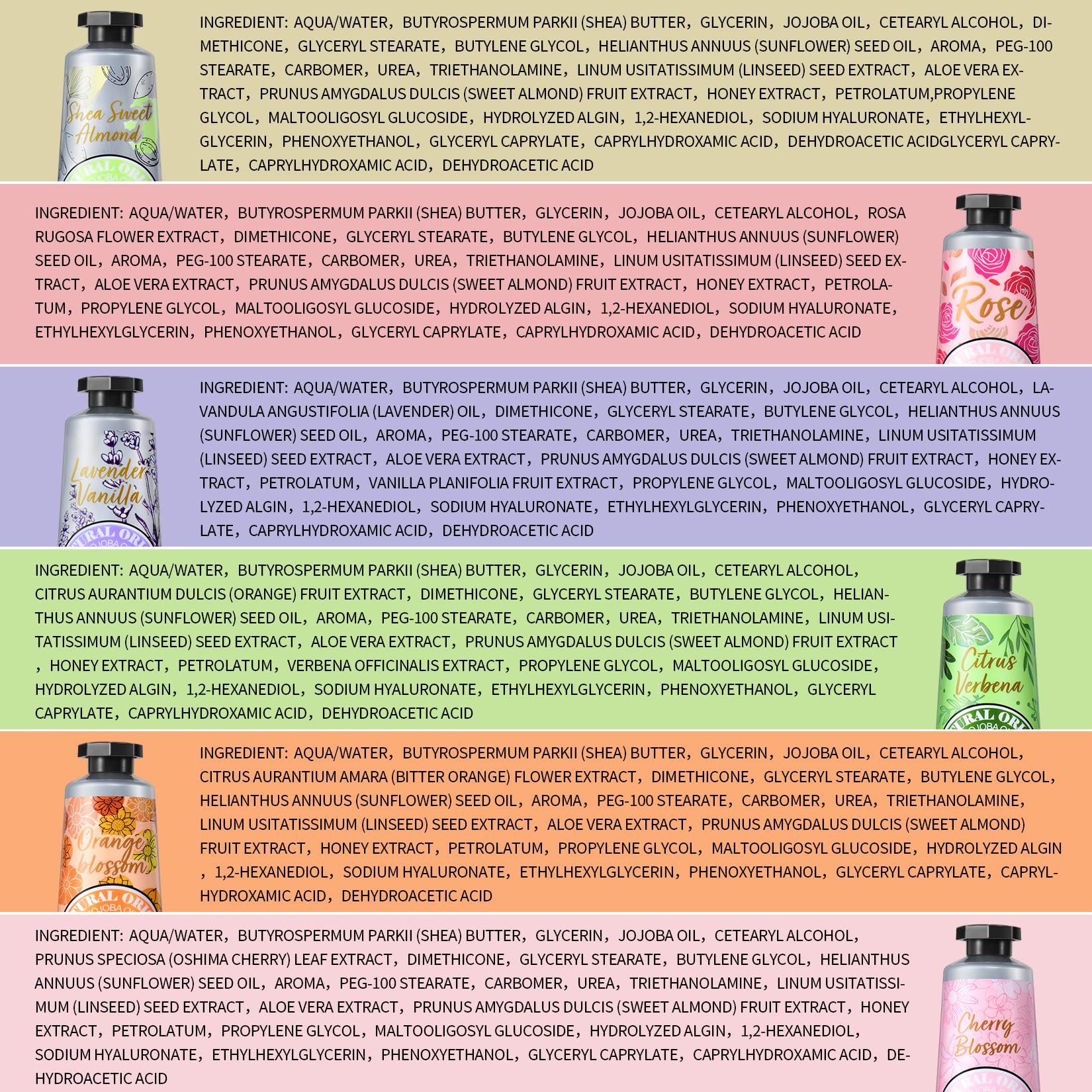 Yoken 20% Shea Butter Hand Cream Gift Set, Instant Moisturizing Hand Cream for Women Dry Hands with Delicate Tin, Floral-Scented Hand Lotion 6 x 1 OZ