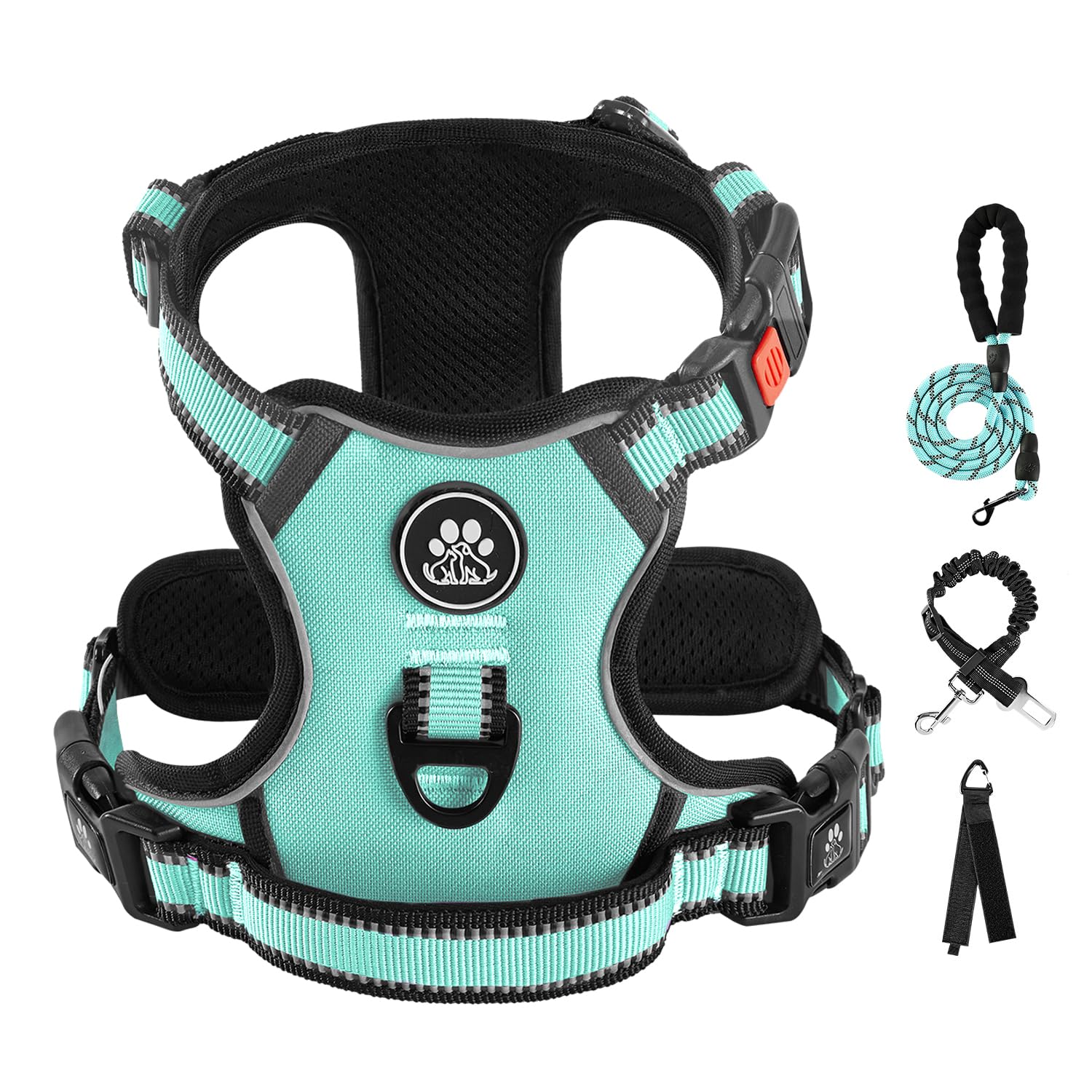 Photo 1 of IVY&LANE No Pull Dog Harness with Leash Set, Reflective No Choke Pet Vest,Adjustable Oxford Dog Vest Harness with Easy Control Handle for Small Dogs (Turquoise,S)