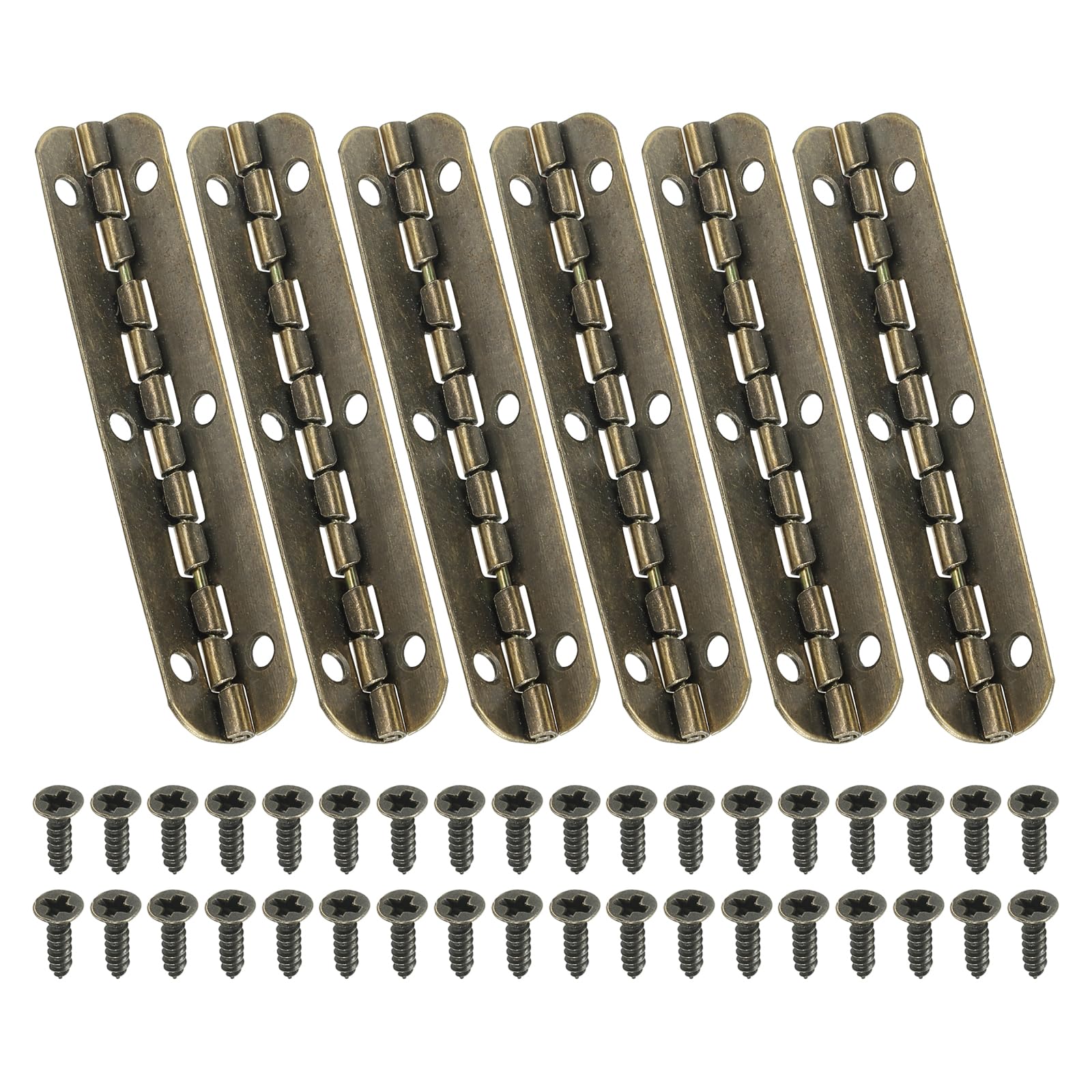 PATIKIL Small Piano Hinge 2.6" x 0.6", 6 Pack Mini 90-Degree Jewelry Box Hinges with Screw for Jewellery Wooden Boxes, Brown