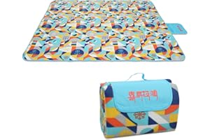 喜马拉雅 Himalaya Large Picnic Blankets Waterproof Foldable 78" X 59", Single-Faced Fleece, 3-Layer, 4-6 Persons, Sandproof, Beach Mat Outdoor Picnic Mat for Camping Party Park