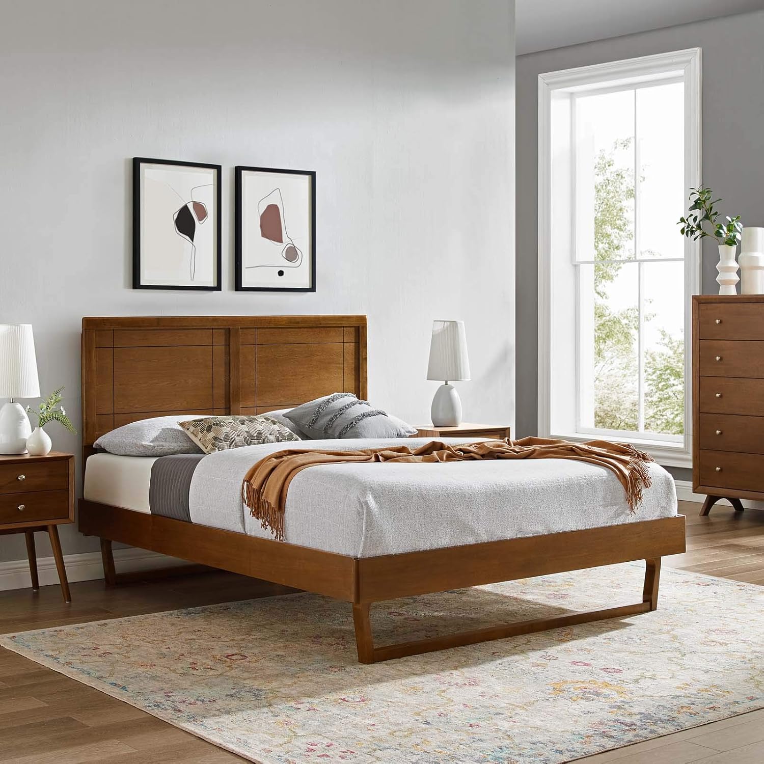 Amazon.com: Modway Marlee Wood King Platform Bed in Walnut with 