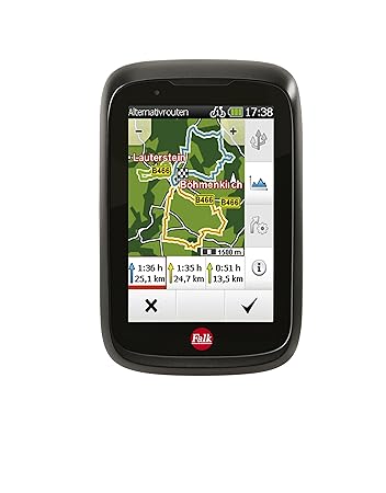Falk Fahrrad GPS-Navigationsgerät Tiger Geo, kapazitiver Touchscreen, 25 Länder, integrierte Fahrradhalterung gerät, Schwarz/