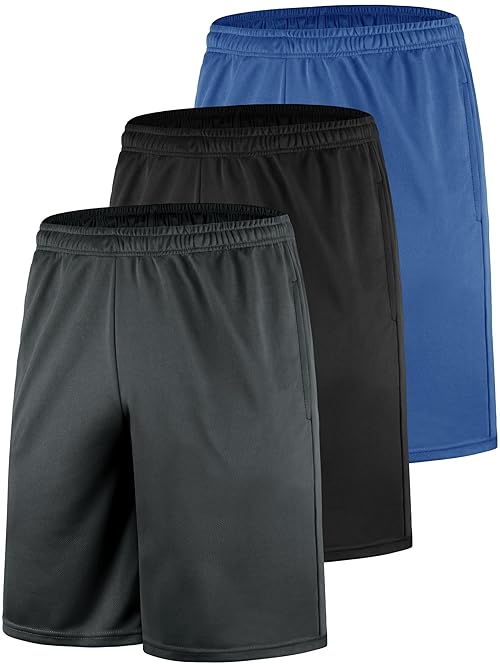 Teesmen Men's Quick Dry Shorts Breathable Sports Gym Running Workout Activewear 3Pack （ Multicolor set1-4XL）