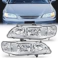 Nilight Headlight Assembly Compatible with 1998 1999 2000 2001 2002 Honda Accord Headlamps Replacement Chrome Housing Clear Reflector Upgraded Clear Lens Driver and Passenger Side