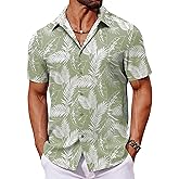 COOFANDY Mens Hawaiian Shirt Short Sleeve Button Down Shirts Tropical Floral Summer Beach Shirts