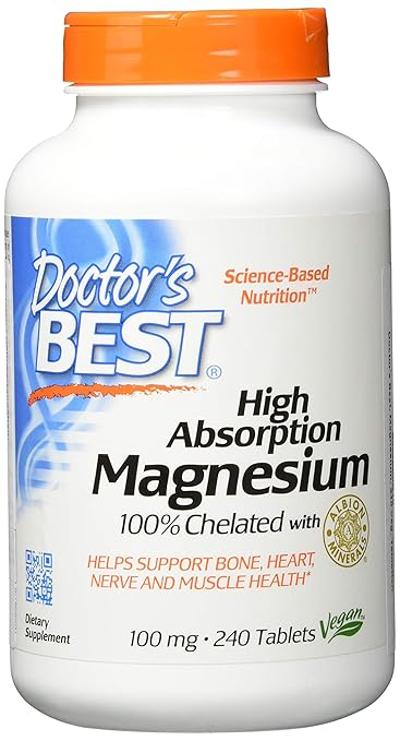 Doctor's Best High Absorption Magnesium 100% chelatiert mit TRAACS, 240 vegane Tabletten