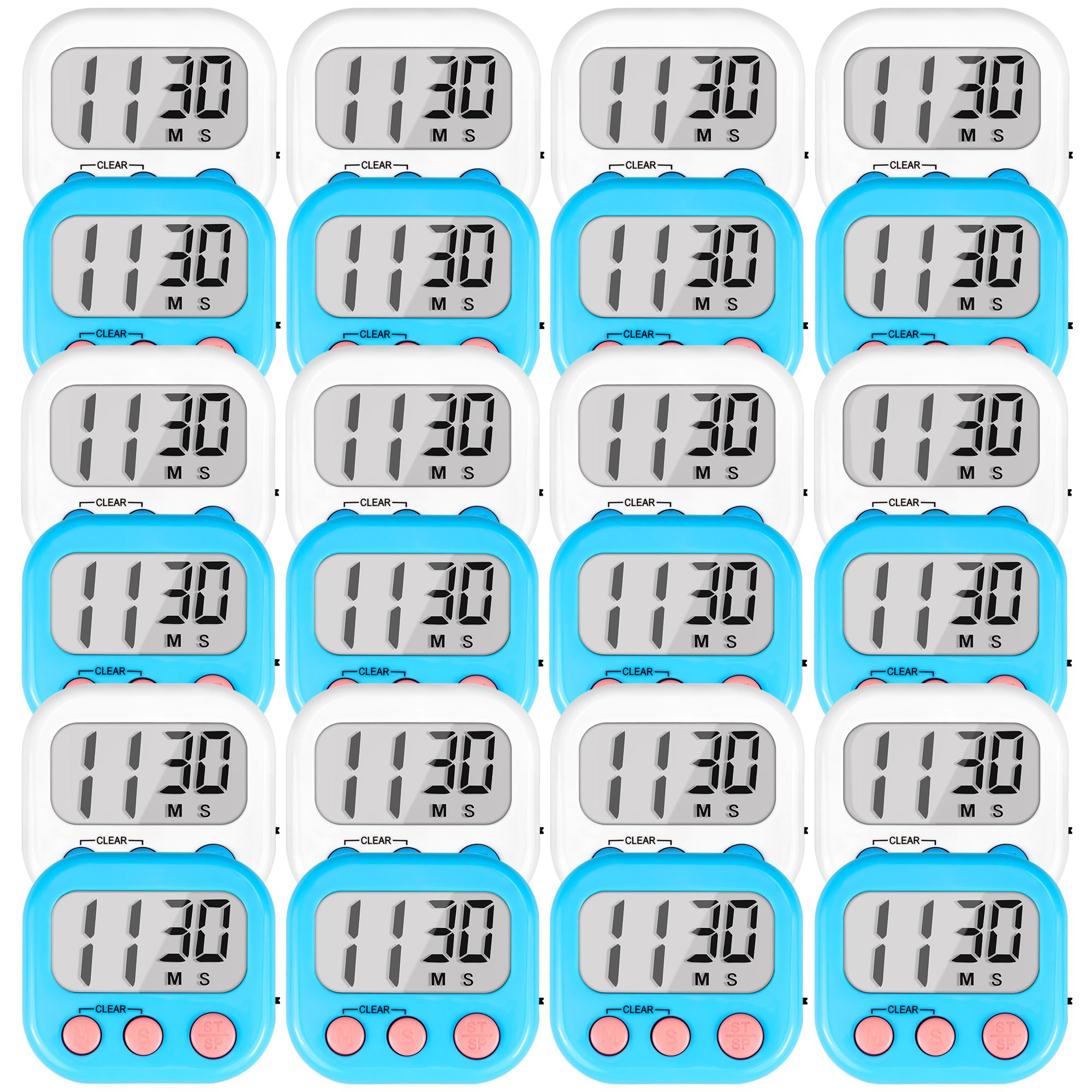 Timer for Kids Teachers Digital Kitchen Timers for Cooking Large Magnetic Classroom Timer 24Pack-Blue White Image