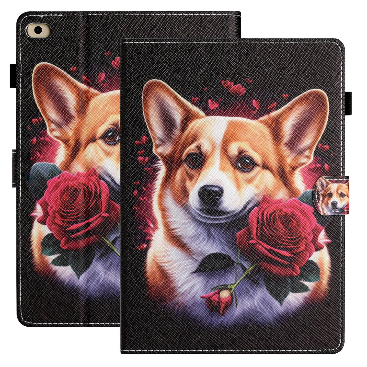 Rosbtib Case for iPad 9.7 Inch 2018/2017 Model 6th/ 5th Generation Cover, Megnetic Closure Stand Function Shockproof Premium PU Leather Protector iPad 9.7/ iPad Air 2/ iPad Air, Corgi