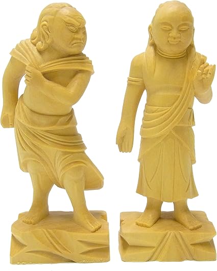 Amazon 柘植 二童子 矜羯羅 こんがら 制吐迦 せいたか 8 5cm 木彫り 仏像 Ryusho 仏像